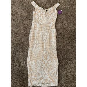 White/Nude sequins dress